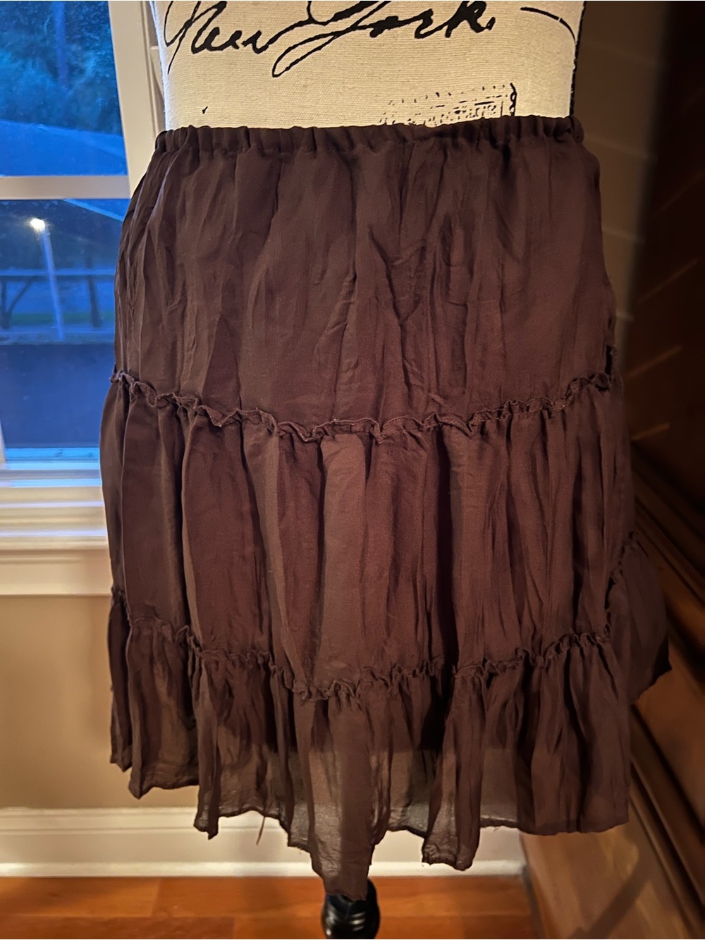 Allison Taylor Chocolate Brown Tiered Ruffle A-Line Skirt. Never worn